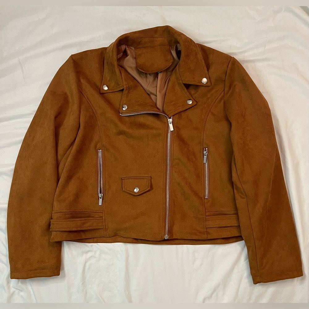 NWOT Brown Microsuede Motor Jacket